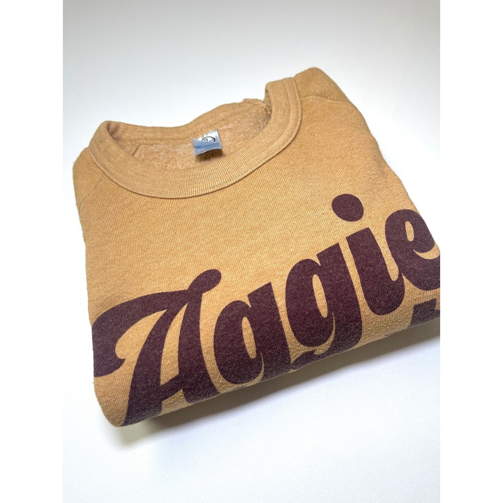 Texas A&M Aggies Sweatshirt Mens Large Yellow Tan Raglan Pullover Vintage 0388